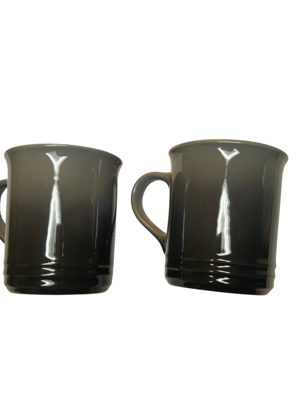 2 Le Creuset Ombre Grey Flint Ceramic Coffee Mugs Set of 2